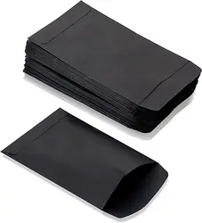 Small Black Paper Gift Envelopes Mini Bags For Storage Change Coins Seeds Jewellery Sweets - No Moistenable Glue