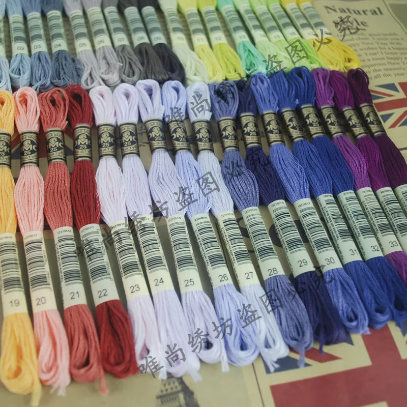 

Французские нитки DMC для вышивания крестиком, оригинальные нитки DMC для вышивки, арт. 25 хлопковых ниток ART117DMC, 35 комплектов ниток в наборе