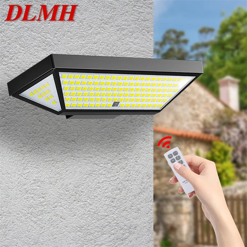 DLMH Outdoor Solar Wall Flood Light Human Body Induction With Remote Control Waterproof IP65 LED For Courtyard Porch Lamp