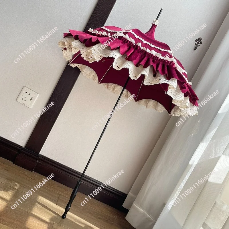 for Lolita Japanese retro goth black and white color scheme vintage umbrella wedding photography props