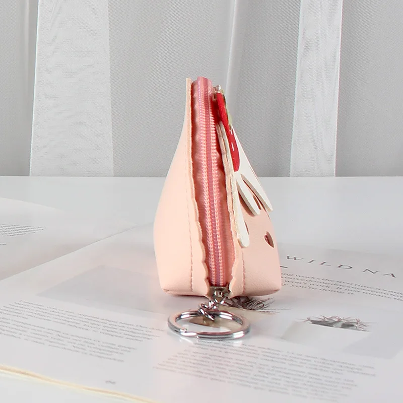 Cute strawberry ice cream mini coin purse, small change purse, women's short zipper wallet view 6