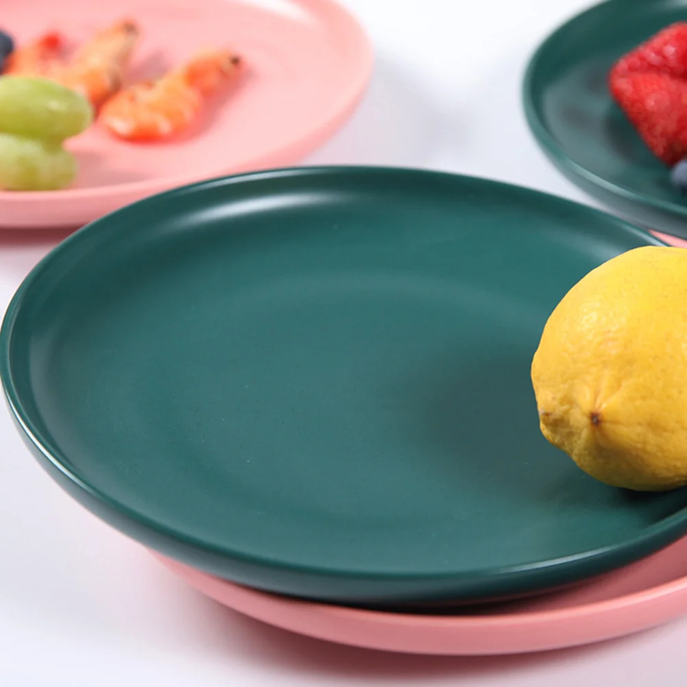 

1Pcs 6 Inch Dark Green Color Glazed Ceramic Plate Round Microwave Safe Tableware for Banquet Birthday Celebration Wedding Gift