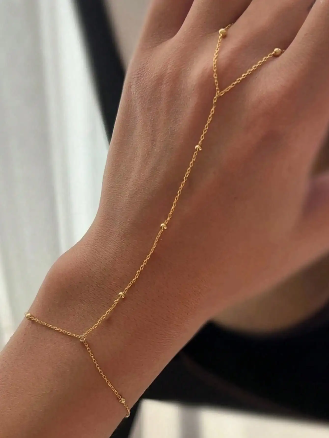 Clip bead chain bracelet ring vacuum plated 18K gold ins satellite chain jewelry