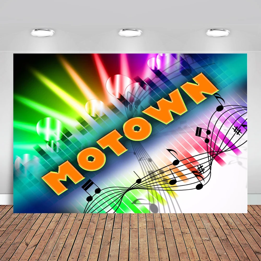 

Motown Music City Sparkle Notes Dance Club Neon Lights Custom Photo Backdrop Studio Background Vinyl Photography Backdrops