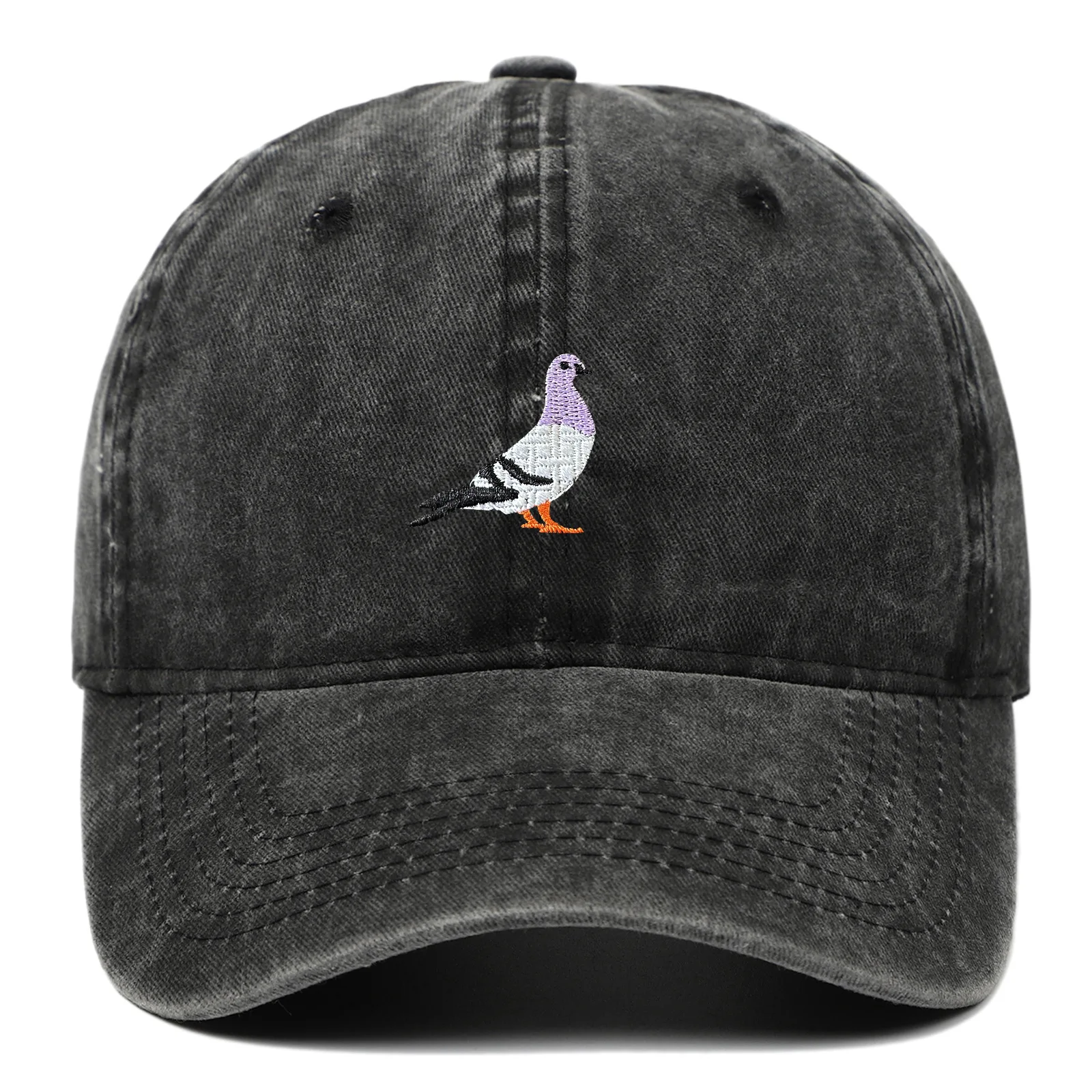 Spring New Pigeon Embroidery, Water Wash, Sun Protection Sun Hat for Men and Women Outdoor Sports, Fishing, Sun Protection Baseb