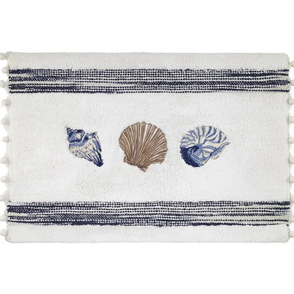 

Soft Cotton Bath Mat, Quick-Dry Absorbent Bath Rug, Ocean Inspired Home Decor for Modern Bathrooms (20x30 Inches)