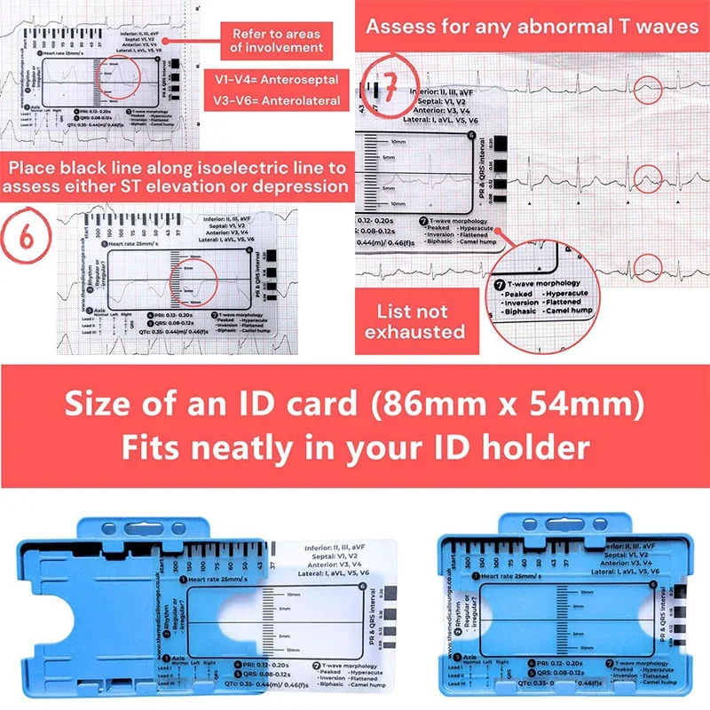 EKG/EKG Rhythmus Taschenkarte Taschenkarte für EKG Selbstmesslineal EI Einschließende Leitungen Präzisionsmessung Haushaltswerkzeug – Detail 12