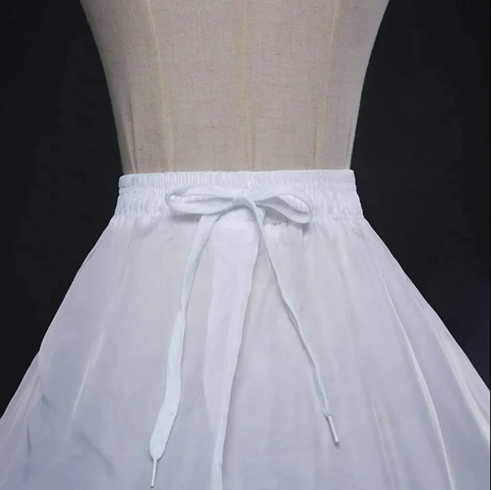 Vestido de baile de boda para mujer, enagua de 4 aros, línea A, longitud hasta el suelo, falda interior de crinolina