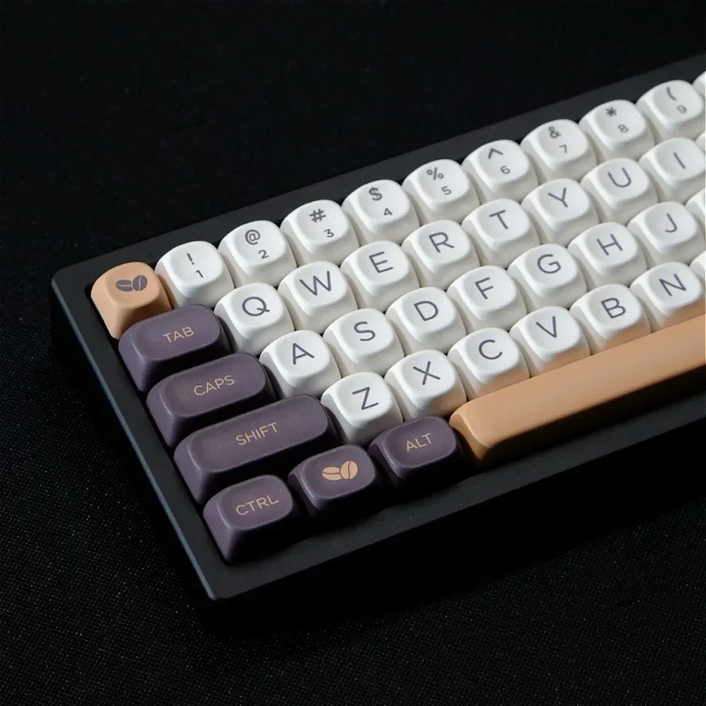 

Coffee, keycap 126 keys MOA height PBT material, heat sublimation, suitable for mechanical gaming keyboard