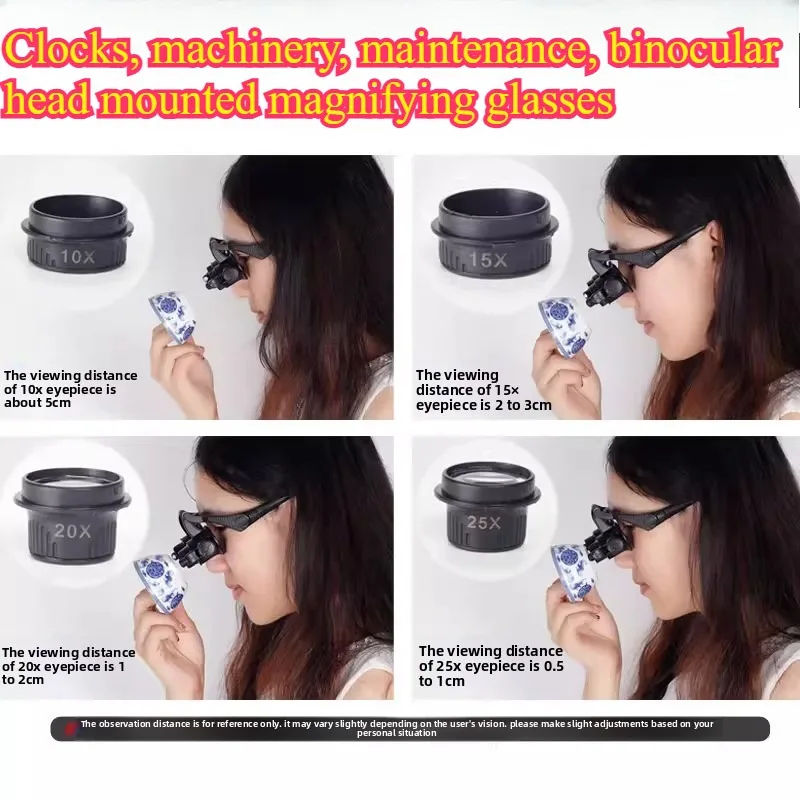 Binocular Head Magnifier 10/15/20/25x with LED Light for PCB Repair Watch Phone Jeweler Loupe  Inspection