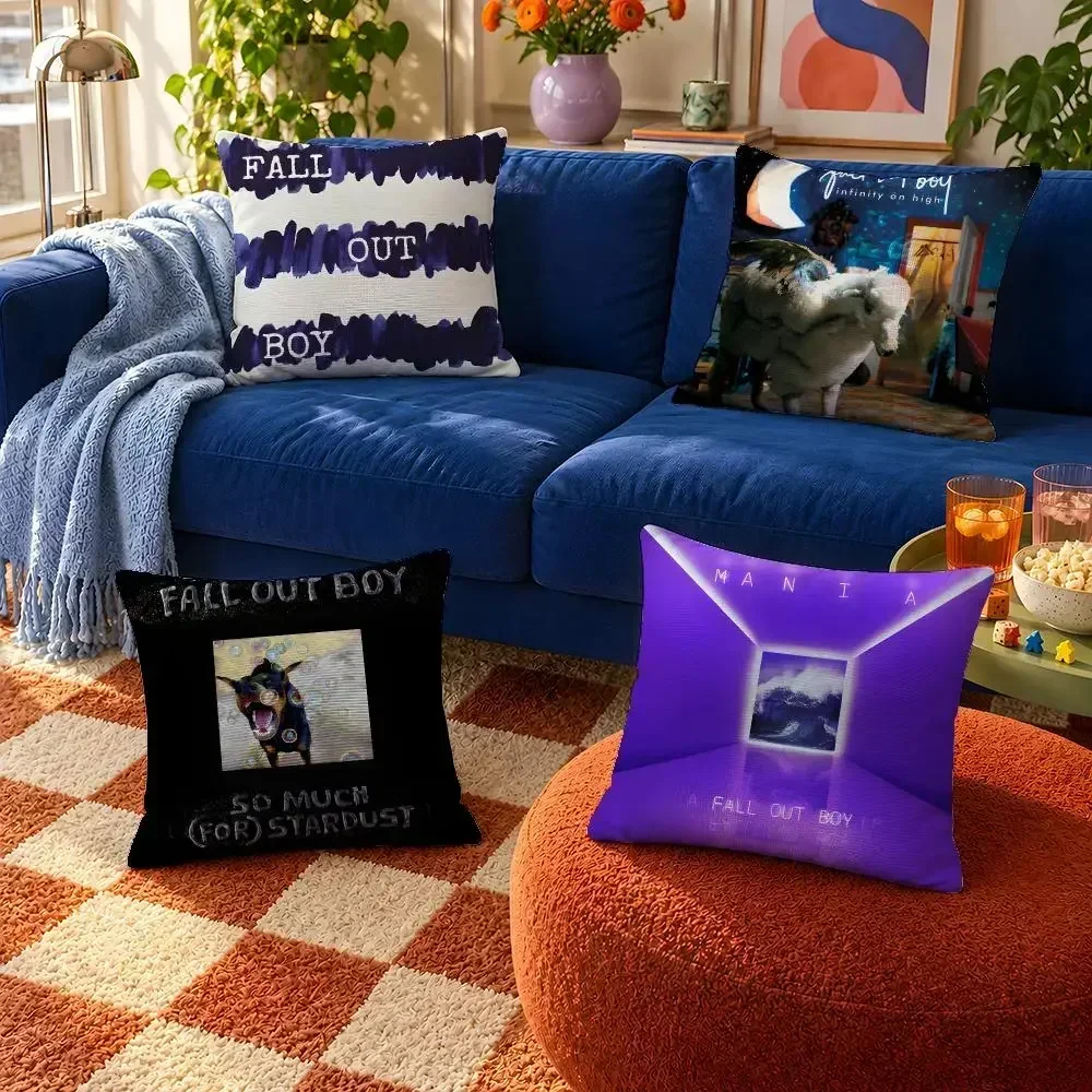 Band Fall Out Boy FOB Overcast Kids Cushion Cover Throw Pillow Soft Short Plush Cozy Colorfast For Sofa Bedroom Home Decor