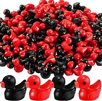 100/50pcs Red Black Tiny Ducks Mini Resin Duck Figures for Graduation Party Toys Aquarium Potted Ornament Charms DIY Craft Decor