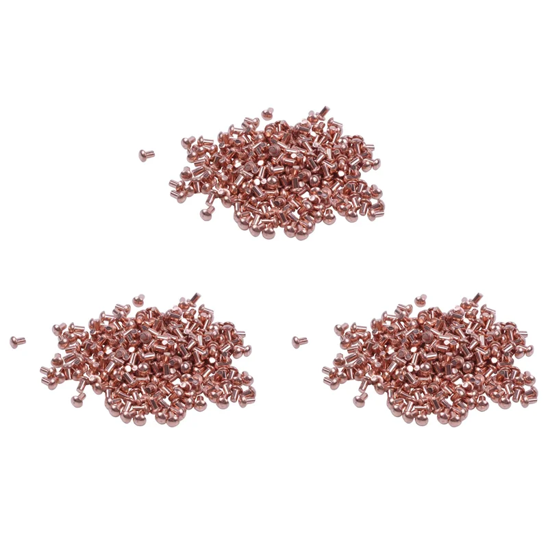 A98E-600 Pcs 5/64 X 1/8 Inch Round Head Copper Solid Rivets Fasteners