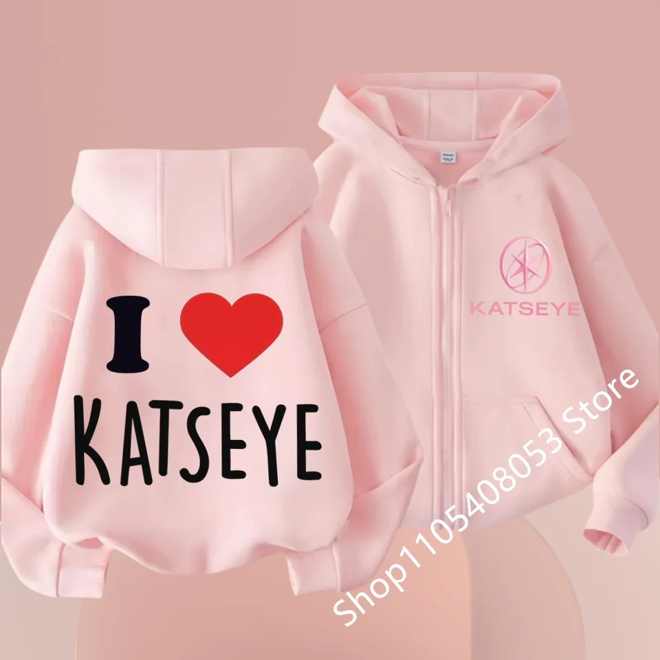 2026 New Toddler Girl Clothes Katseye Zipper Hoodie Boys Fashion Casual Sweatshirt Kids KATSEYE Zip UP Hooded Tops