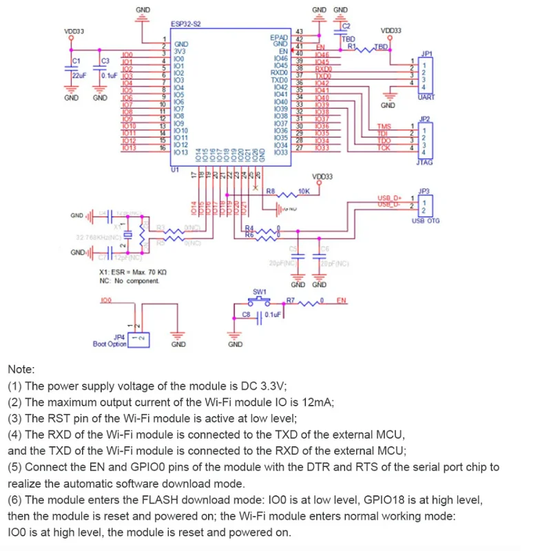 XH-S2K WiFi Tech Entièrement compatible avec les touristes Xtensa ESP32-S2-WROOM-1/ESP-12K-Microprocesseur Core 32 bits LX7 avec horloge 240 MHz