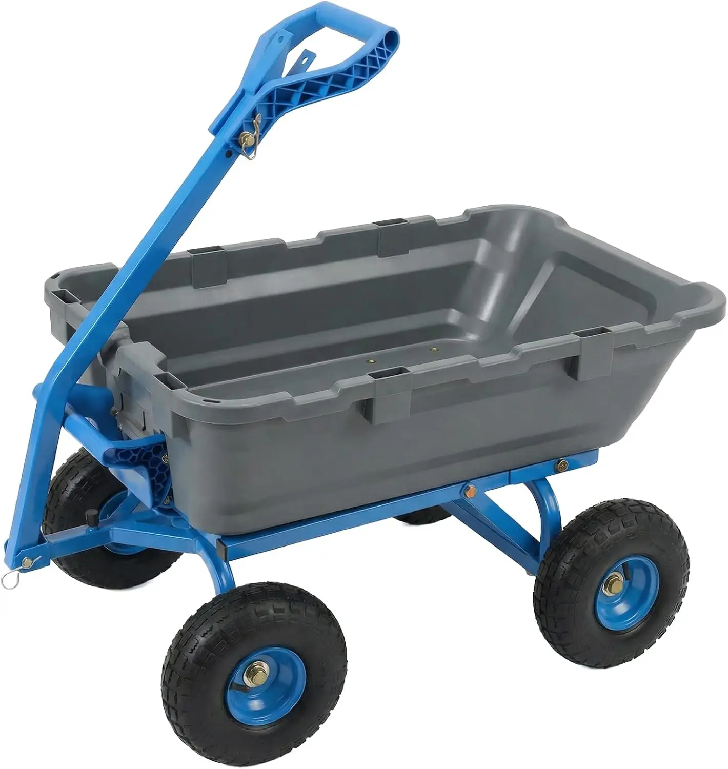 

1000lbs Garden Dump Cart for Seniors Capacity Yard Wagon with Rubber Tires Quick Release Dumping Easy Maneuver Handle for Soil