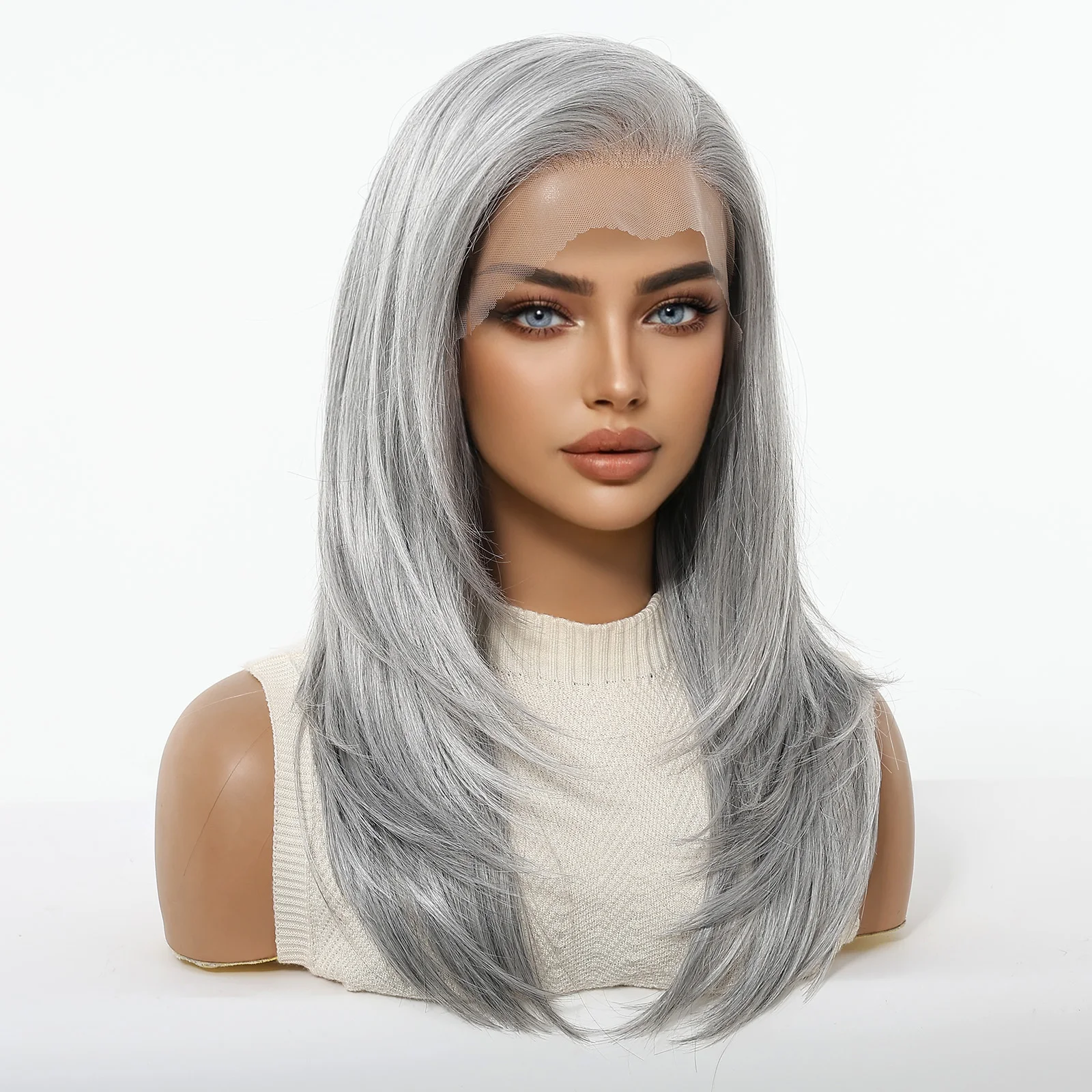 DWY رمادي مستقيم الاصطناعية الدانتيل الباروكات طويل مستقيم رمادي الباروكات للنساء شعري طبيعي 13*4 الدانتيل الباروكات الأمامية للحزب اليومي