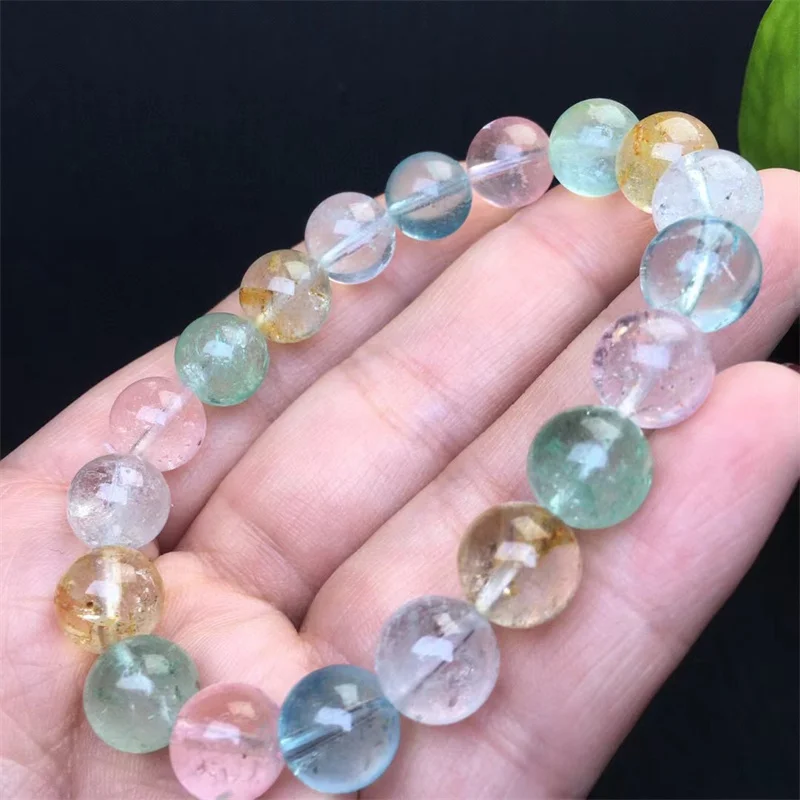 10MM Natural Colored Topaz Bracelet Women Fashion Sweet Reiki Healing Energy Strand Jewelry Gift 1PCS