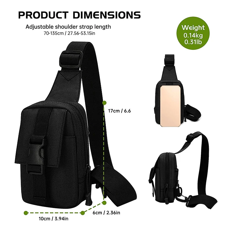 Outdoor Train Diagonal Cross Bag Men Chest Bags Shoulder Casual Fashion Hiking Cycling Portable Waterproof Mobile Phone Packet