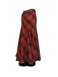 Harajuku Red Plaid Trumpet Skirt Spring Summer High Waist Mermaid Skirt Women New Trend Gyaru Skirt Classical Japanese Fashion