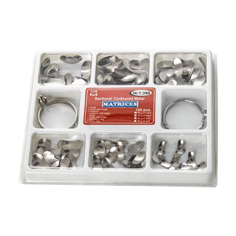 

100Pcs/Box Dental Sectional Matrix kit System Dental Sectional Matrix Band Resin Clamping/Seperating Ring Dental Material