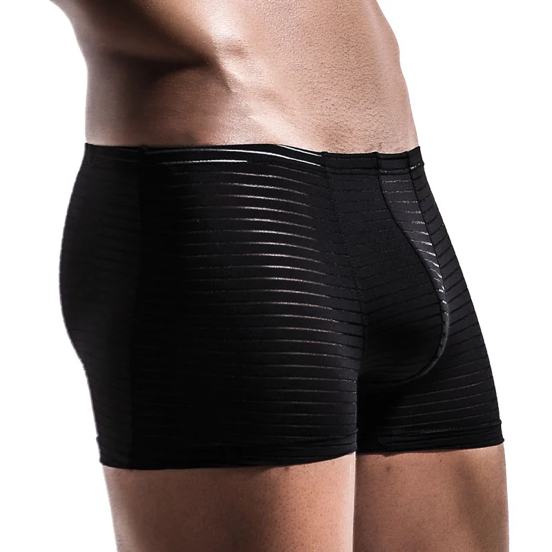 Plus Size Men\'s Shorts Under Panties L-3XL U Pouch Breathable Mesh Boxer Lingeries Anti-Chafing Comfy Briefs Solid Underwear