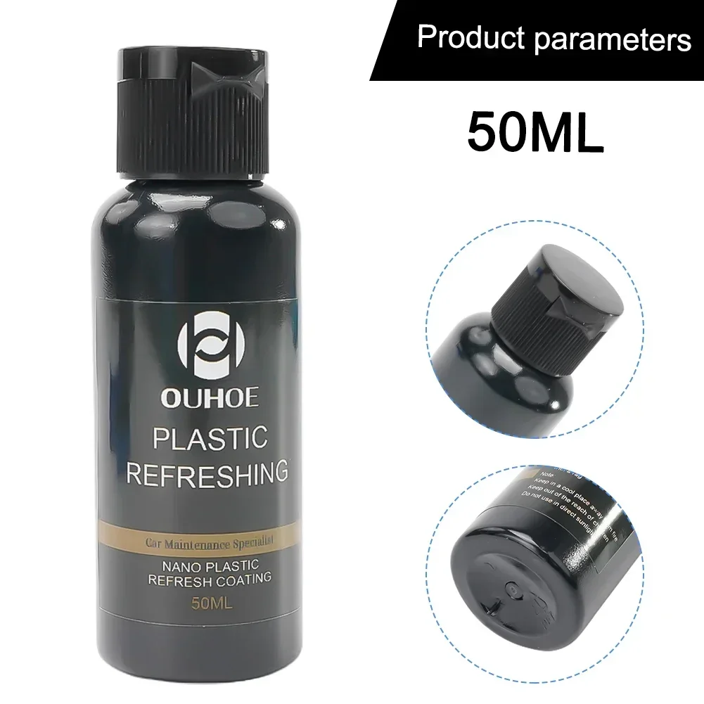 Universal Plastic Renovator 30/50ML Coating For Auto Plastic Rubber Repair Clean Restore Gloss Black Shine Seal Brighten Retread