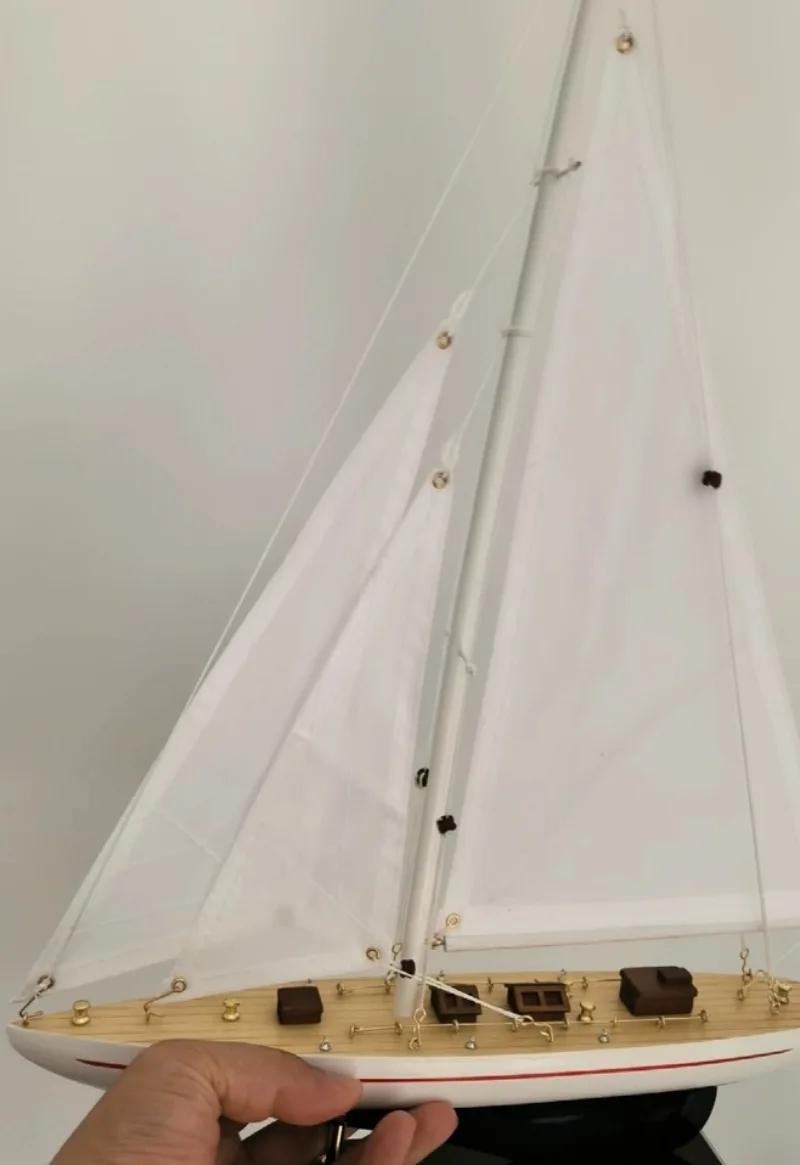 Mediterranean Style Solid Wood Sailboat Handicraft Single Mast Design Desktop Decoration Business Present