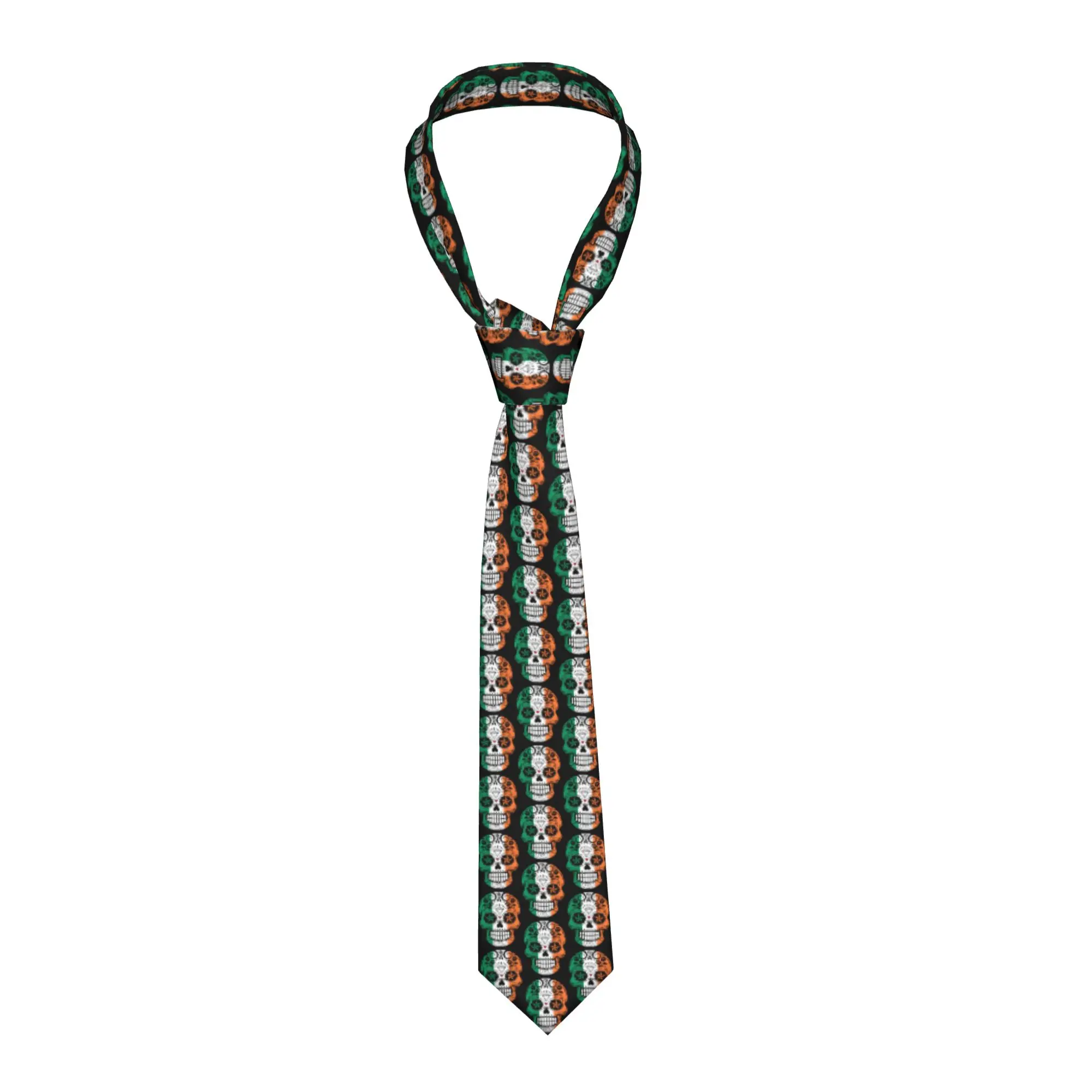 gravata-de-seda-classica-masculina-com-estampa-de-caveira-de-acucar-e-rosas-da-bandeira-irlandesa-para-festas