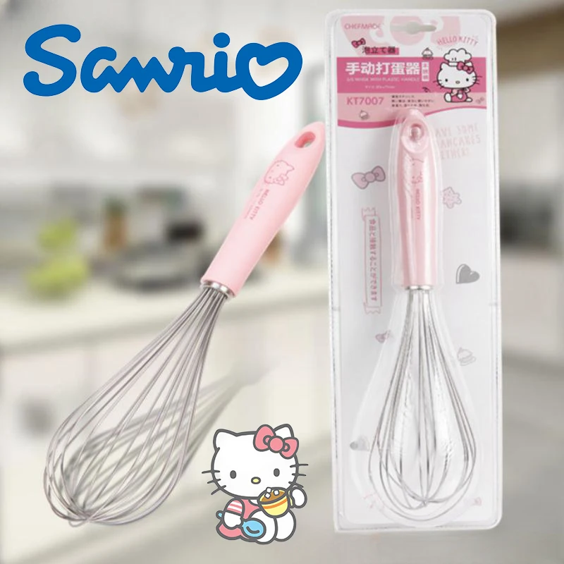 Sanrio Hello Kitty Hand Whisk Bake Tool Egg Agitator Stainless Steel Eco-Friendly Cartoon Cream Mixer Tools Kitchen Egg Whisk