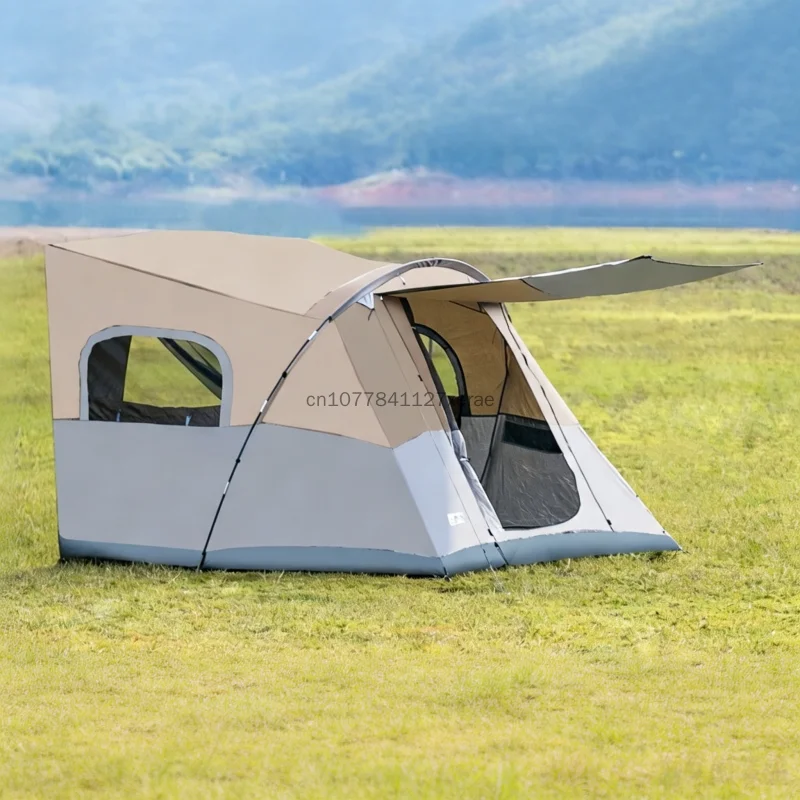 Outdoor Pop-Up Awning Beach Camping Instant Awning Bower Extension Tent 10x10 Feet Khaki Sunscreen Rainstorm Proof