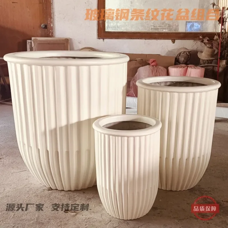 FRP Antique Flower Pot Set for Mall Hotel Lobby Outdoor Landscape Decoration Vintage Style Planter Combination