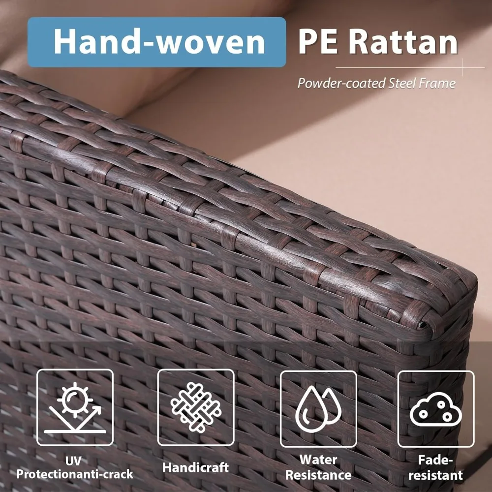 Patio Furniture Set, 4 Piece Outdoor Patio Conversation Set, All-Weather PE Rattan Wicker Sectional Patio Sofa Set