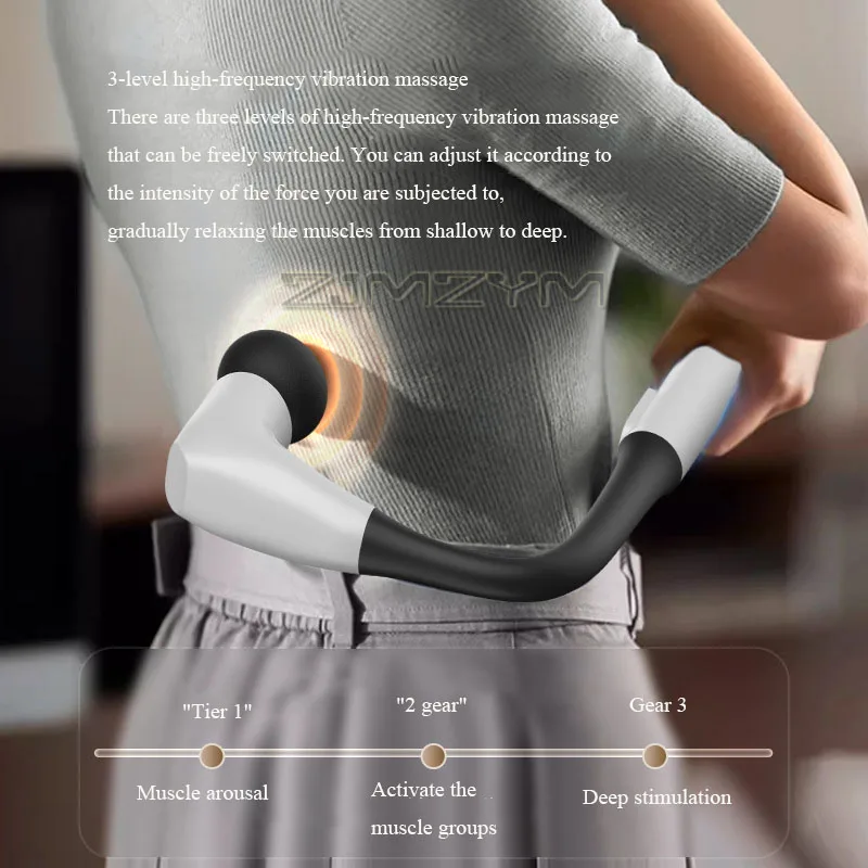 6MM Deep Massage Fascia Gun 7 Font Type Bending Electric Massager With 4 Massage Heads 360°Extension Handle For Muscle Relief