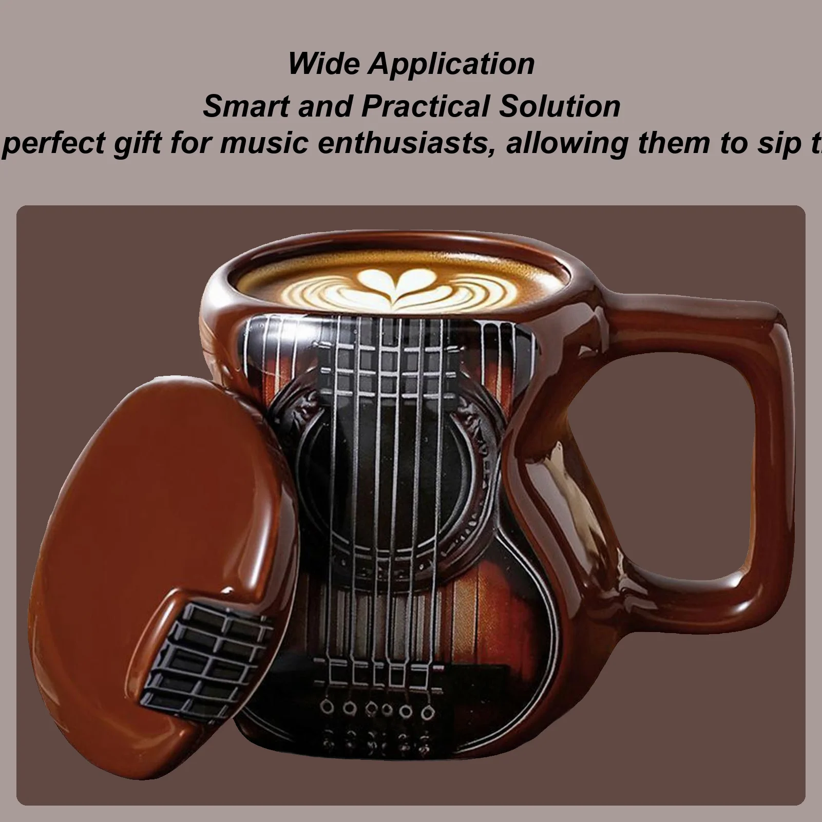 

Music Cup With Lid Cute Water Drink Container 3D Ceramic Mug For Tea Christmas Cafe Women Men Water Travel Bookshelf