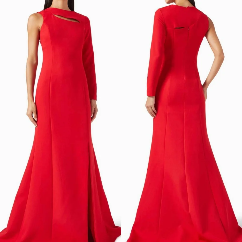 

Customized Fashion Sizes Available Jersey Ruched Draped Straight One-shoulder Long Dresses Bespoke Occasion Dresses High Quality