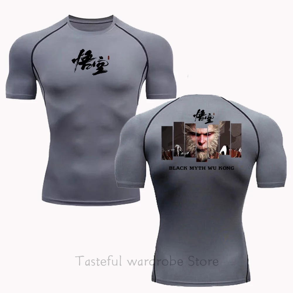 Black Myth Wu Kong Compression Shirt Gym Fitness Sport Running T-Shirt Rashgard Tops Tee Elastic Quick Dry T-Shirt For Men S-3XL