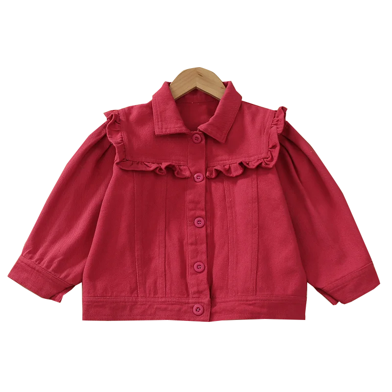 

Girls' Denim Jacket 2024 Spring and Autumn New Solid Color Girls' Baby Jacket Kid's Coat Outerwear