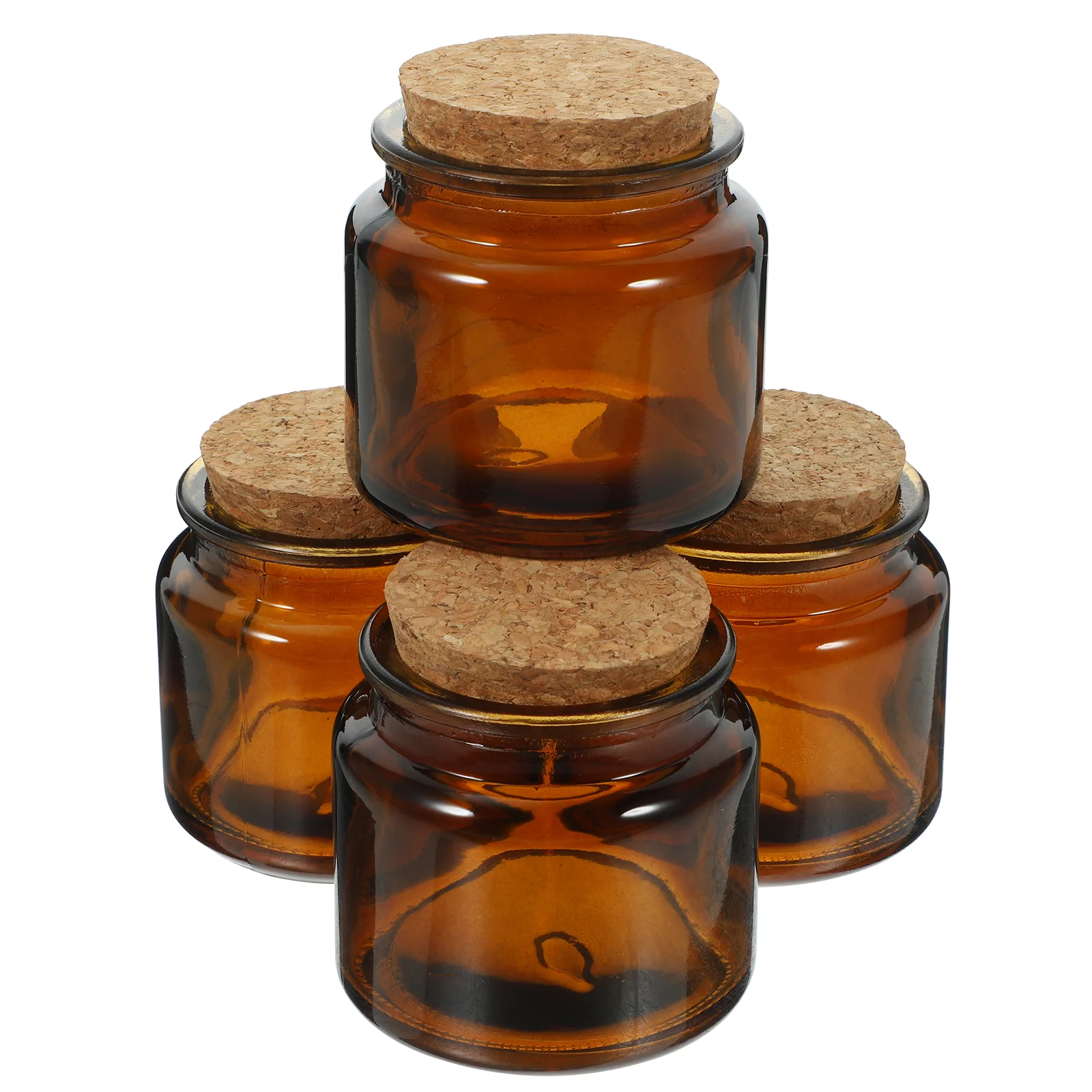 

4 Pcs Glass Scented Cup Household Holder Cork Jar Bottle Tealight Holders Wooden Plug Cans Votive Soy Wax Tealights