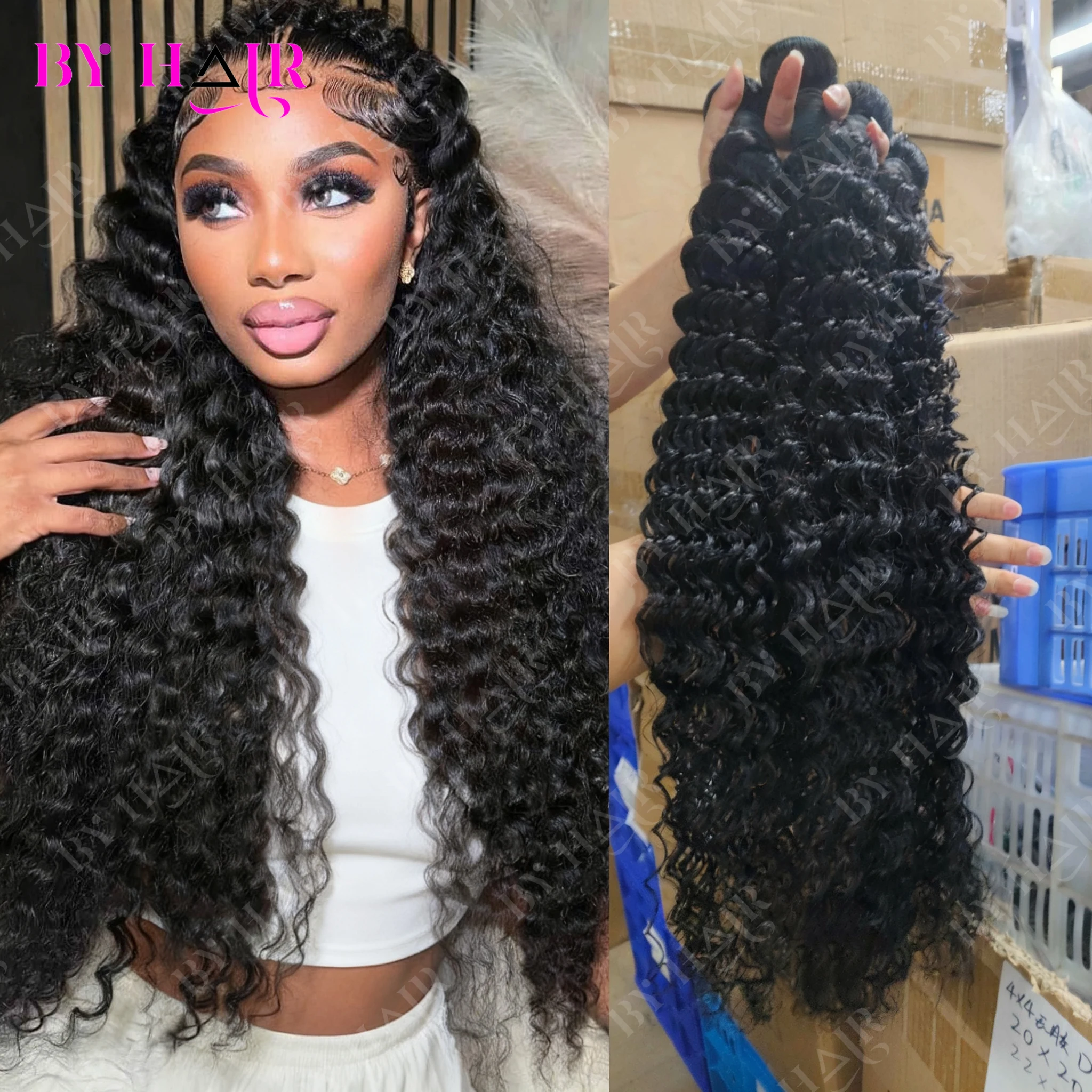 حزم موجة عميقة حزم الشعر البشري للنساء البرازيلي الشعر وصلات شعر خام حزم البورمية مجعد الشعر حزم عميق مجعد #1