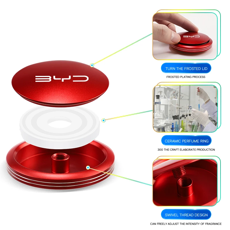 عطر السيارة الديكور عالية الجودة الصلبة الروائح ل BYD Tang F3 U8 E6 Atto3 Yuan Plus Song Max F0 G3 I3 Ea1 Dmi 2din S7 E3