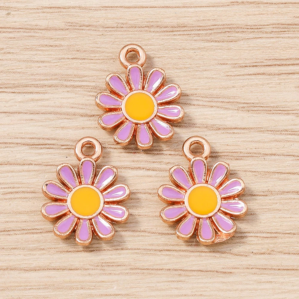 Tusember 20 Stück vergoldete, bunte, niedliche Gänseblümchen-Charms für DIY-Schlüsselanhänger, Ohrringe, Armbänder, Schmuckherstellung und Zubehör – Detail 10