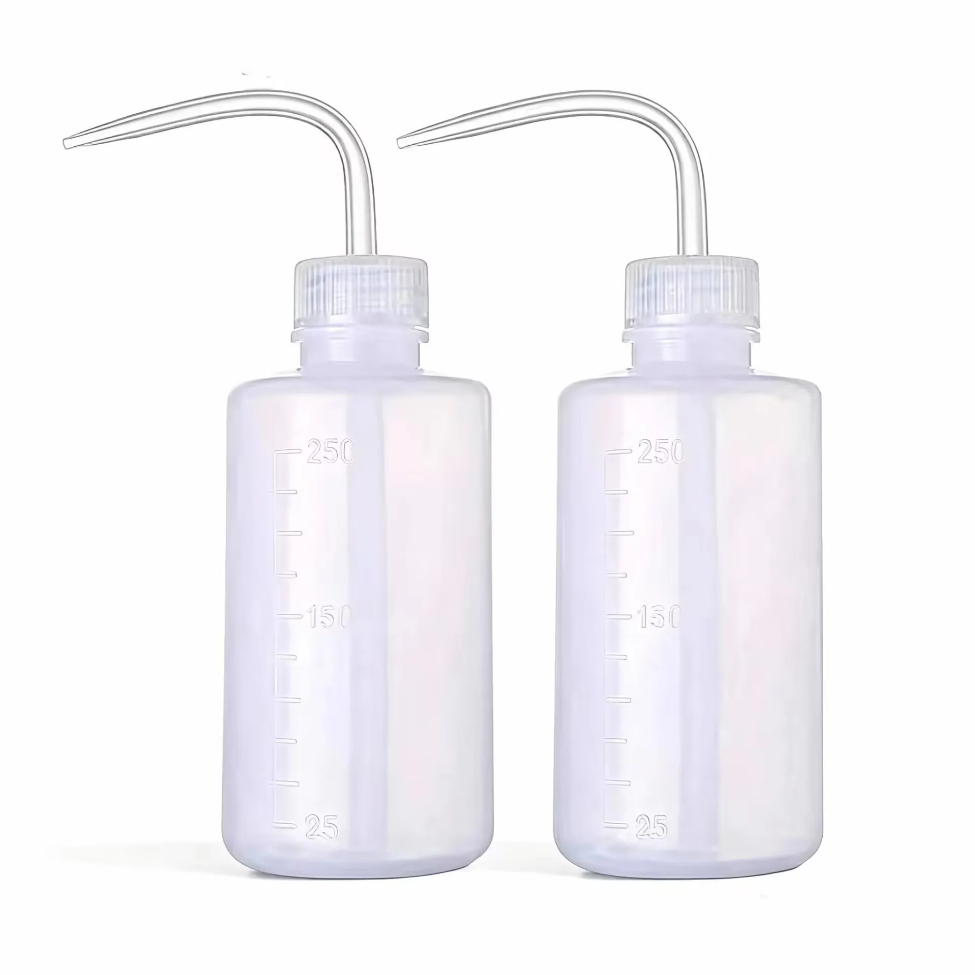 2Pcs 250ml Plastic Wash Bottle Curved Nozzle Squeeze Watering Bottle Measuring Scale Lab Cleaning Irrigator for Succulent Plant