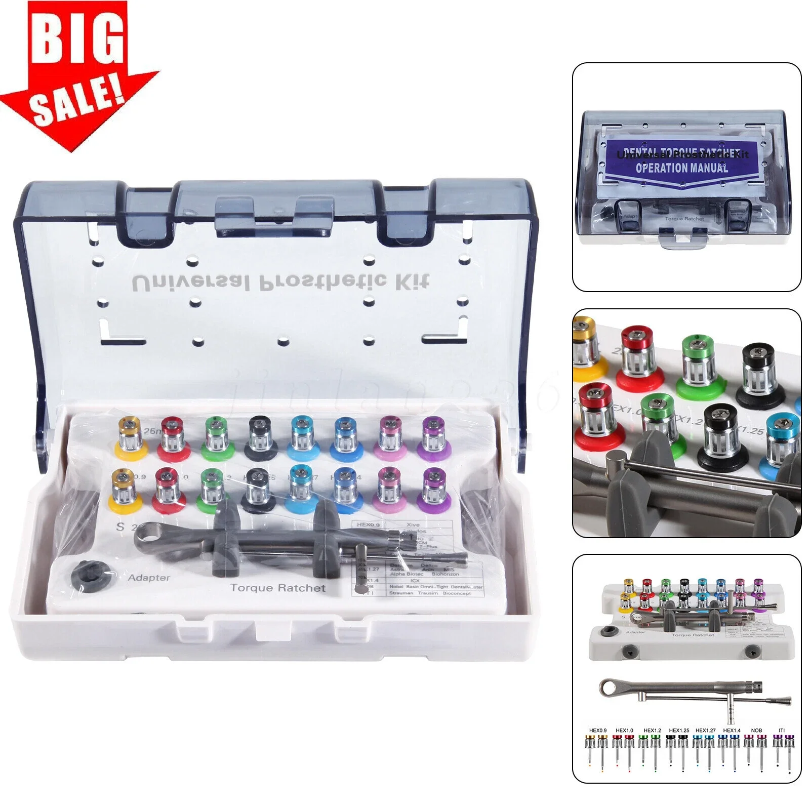 Dental Universal Implant Prosthetic Kit Torque Wrench Screw Drivers Remover+ Box