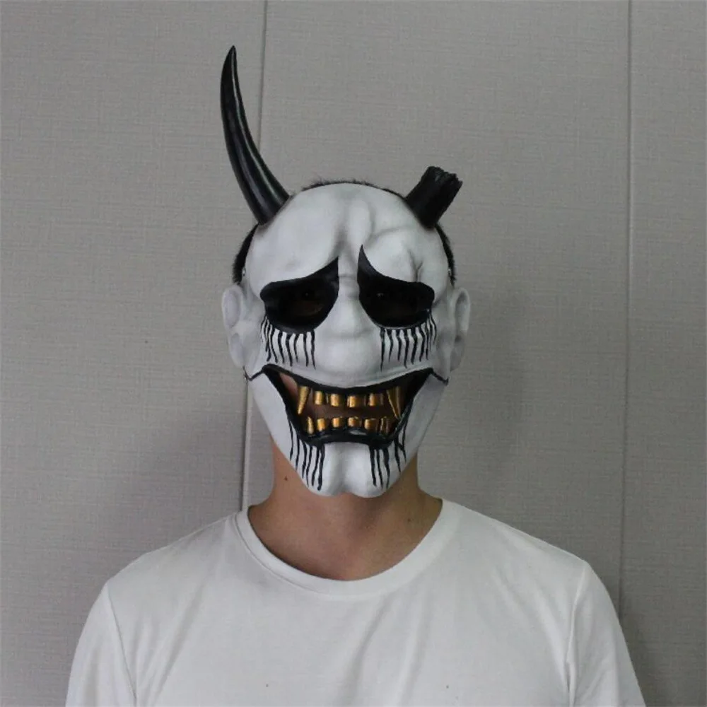 

Adjustable to Wear Halloween Ghost Mask Ghost Thread Face Mask Broken Horn Dress Up Mask