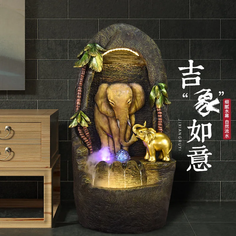 Chinese elephant living room running water fountain bonsai office clubhouse lucky feng shui wheel humidifier ornament
