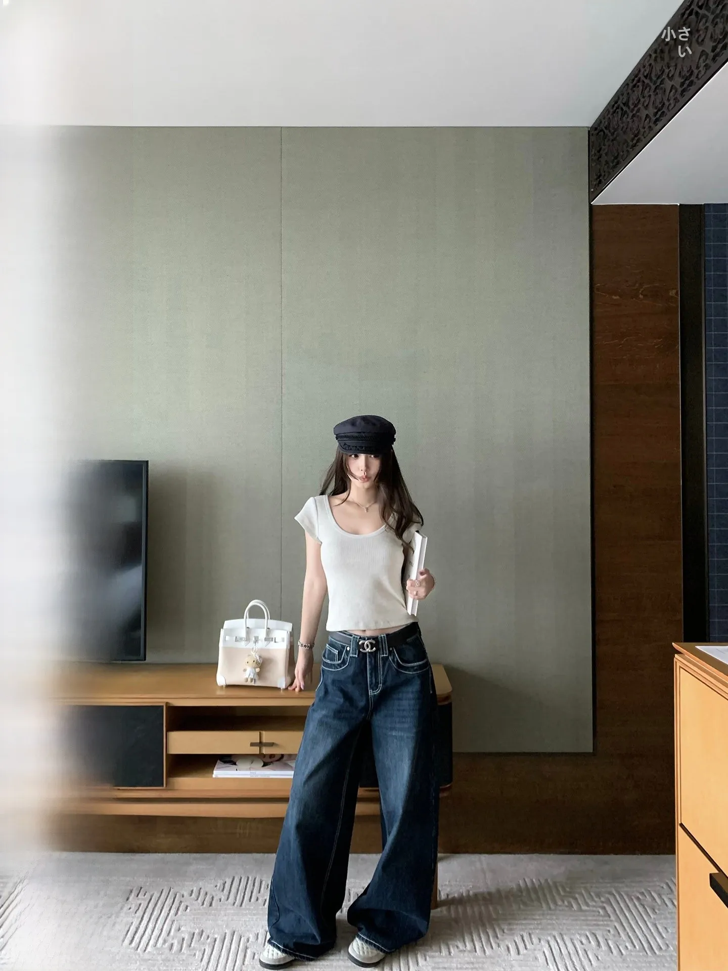 

Bankelili Model Blue Jeans Women's Wide Leg Casual Jeans Retro Wa Cotton Straight Leg Pants Spring Summer Autumn Winter