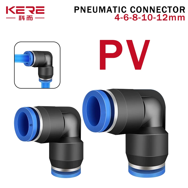 

20PCS Pneumatic Quick Fitting PV 90 Degree Elbow Plastic 4mm 6mm 8mm 10mm Air Parts Pipe Push In Water Quick Connector 2 Way