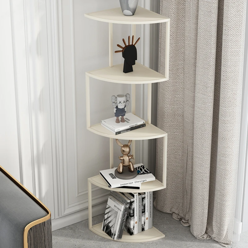 Creative luxury floor corner bookcase simple household wrought iron shelf vertical office multi-layer bookcase