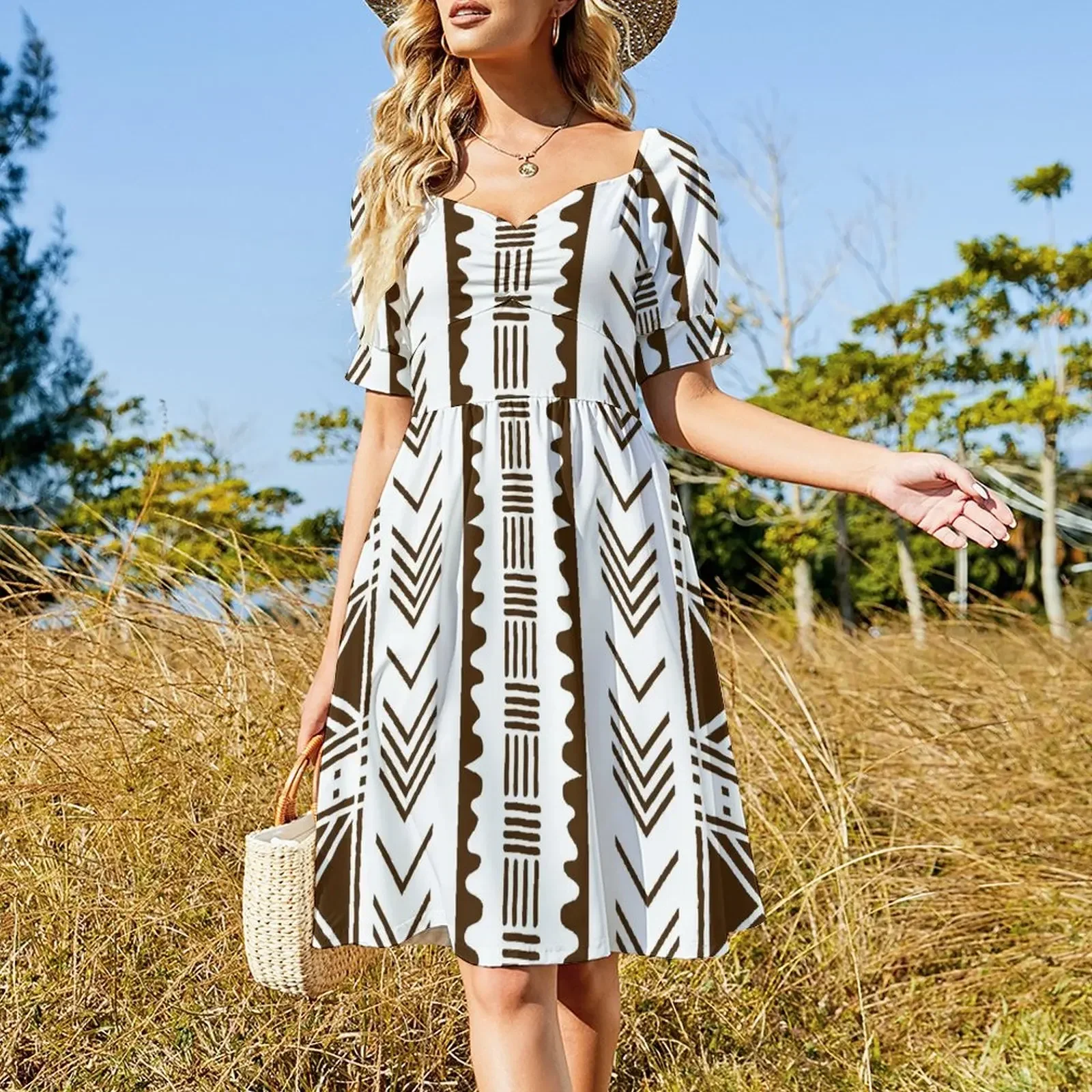 African White Mud Cloth Design Sleeveless Dress dresses ladies 2025 summer Casual dresses Dress